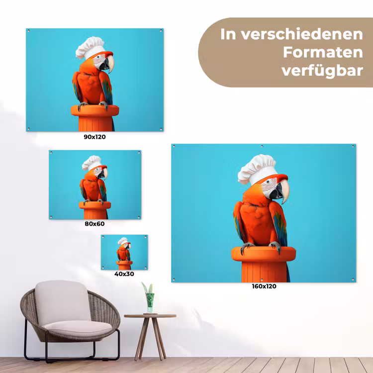 Ara - Koksmuts - Sokkel - Grappig tuinposter los doek klein -Xsfeer9_DE
