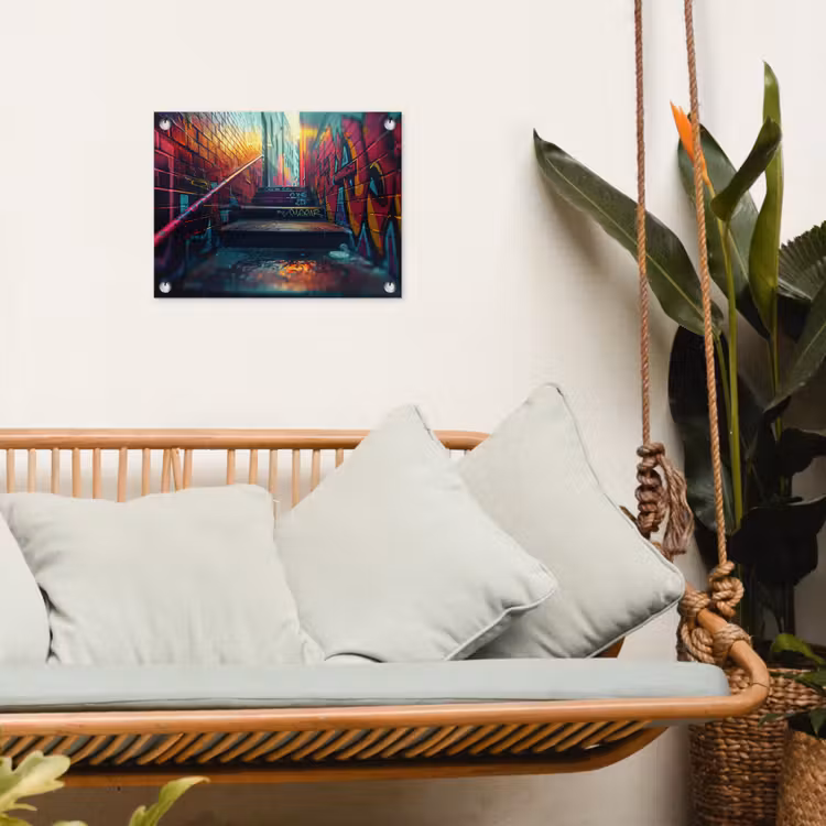 Architectuur - Neon - Trap - Graffiti tuinposter los doek klein -sfeer7