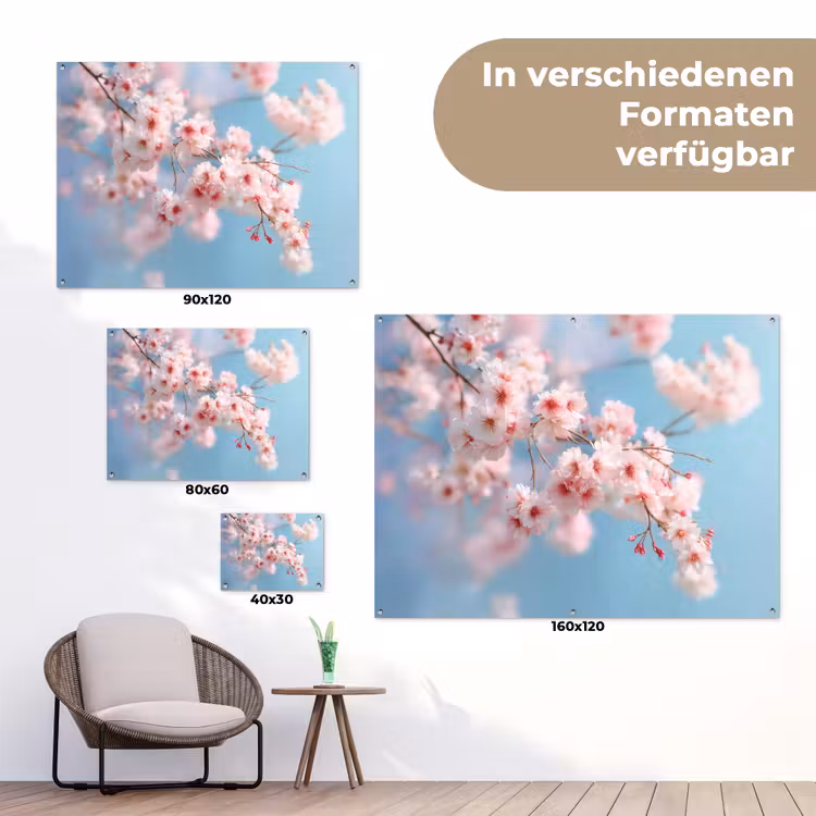 Takken - Bloesems - Roze tuinposter los doek klein -Xsfeer9_DE