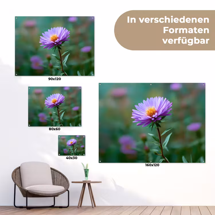 Aster - Paars - Bloem - Blaadjes tuinposter los doek klein -Xsfeer9_DE