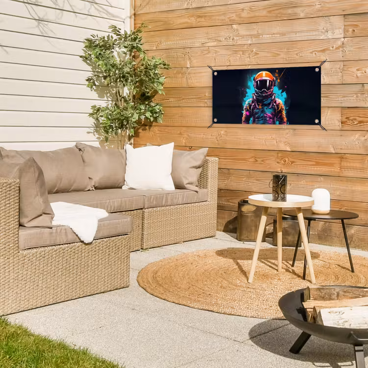 Astronaut - Neon - Gaming - Ruimte tuinposter los doek klein -sfeer4