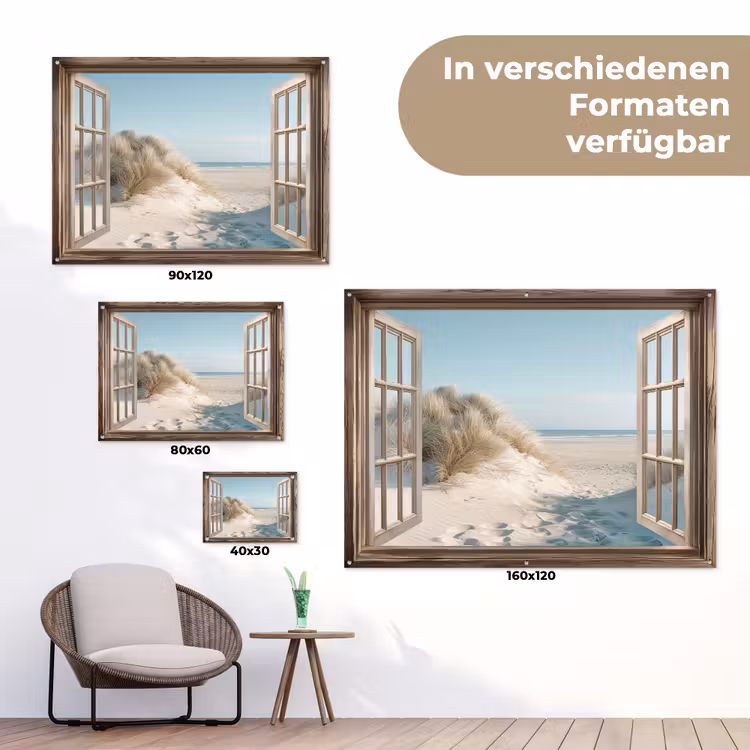 Doorkijk - Helmgras - Duinen - Zee - Landschap tuinposter los doek klein -Xsfeer9_DE