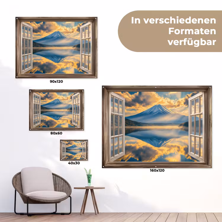 Doorkijk - Landschap - Bergen - Uitzicht - Raam tuinposter los doek klein -Xsfeer9_DE