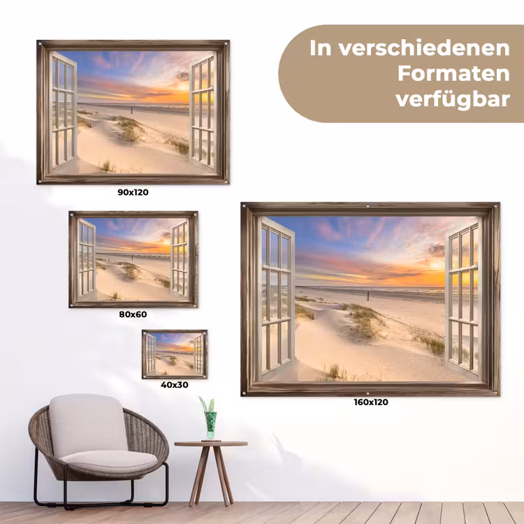 Doorkijk - Strand - Duinen - Natuur - Landschap tuinposter los doek klein -Xsfeer9_DE