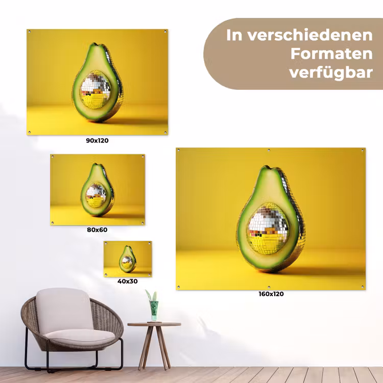 Avocado - Discobal - Geel - Glitter tuinposter los doek klein -Xsfeer9_DE