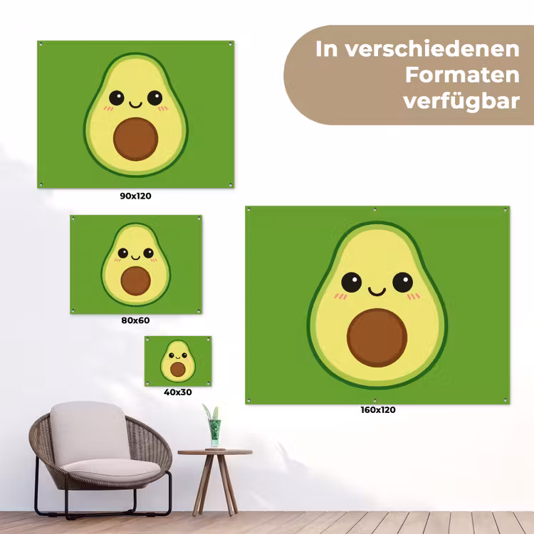 Avocado - Groen - Speels tuinposter los doek klein -Xsfeer9_DE
