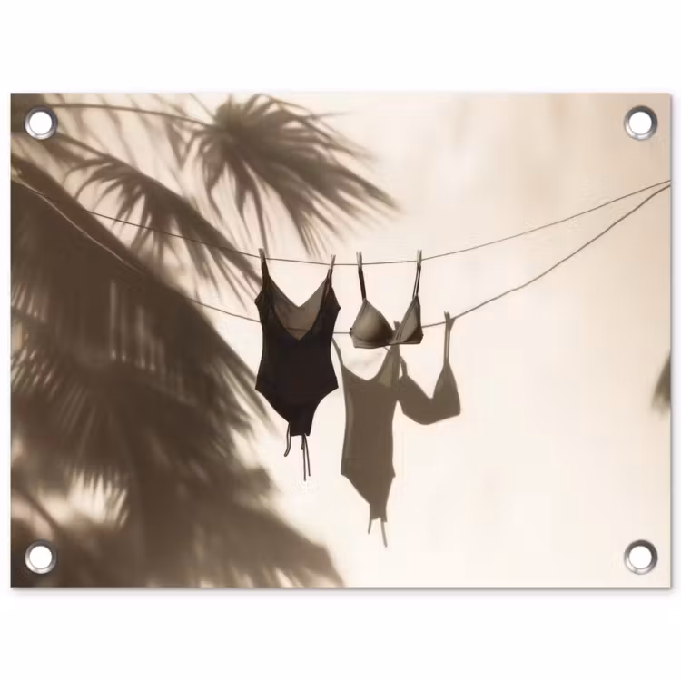 Badkleding - Palmbomen - Schaduw - Tropisch tuinposter los doek klein -3d