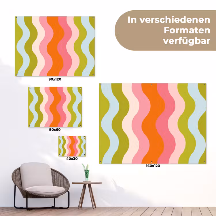 Banen - Golven - Kleurrijk - Verticaal tuinposter los doek klein -Xsfeer9_DE