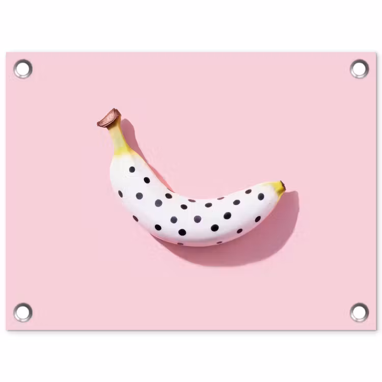 Banaan - Stippen - roze tuinposter los doek klein -3d