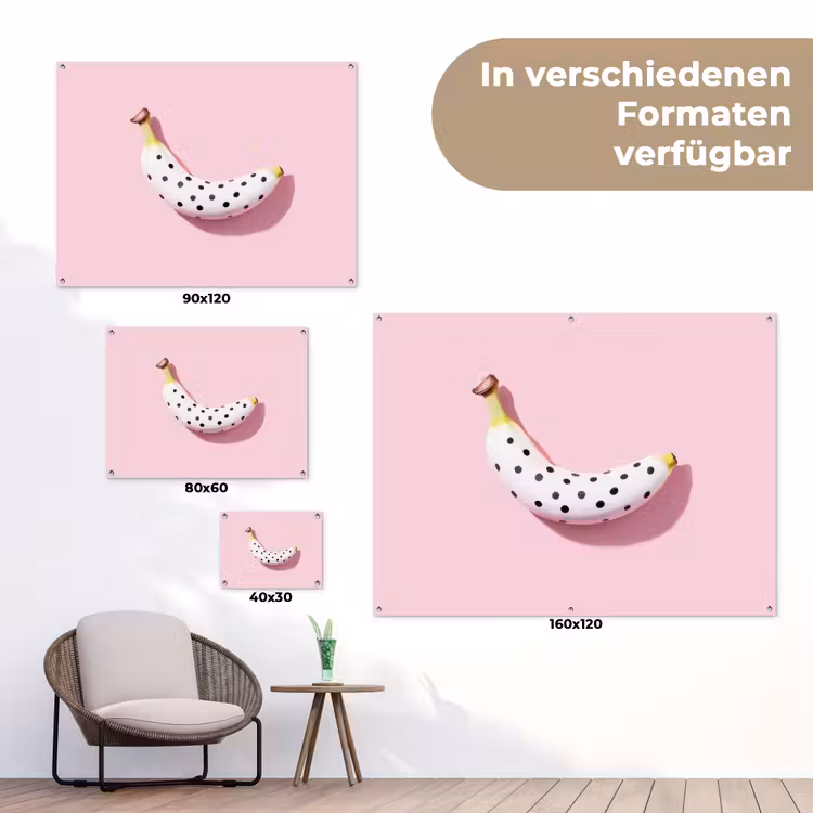 Banaan - Stippen - roze tuinposter los doek klein -Xsfeer9_DE