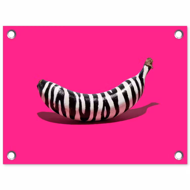Banaan - Zebraprint - Roze tuinposter los doek klein -3d
