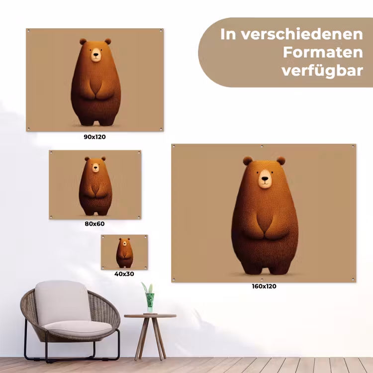 Beer - Minimalistisch - Bruin tuinposter los doek klein -Xsfeer9_DE