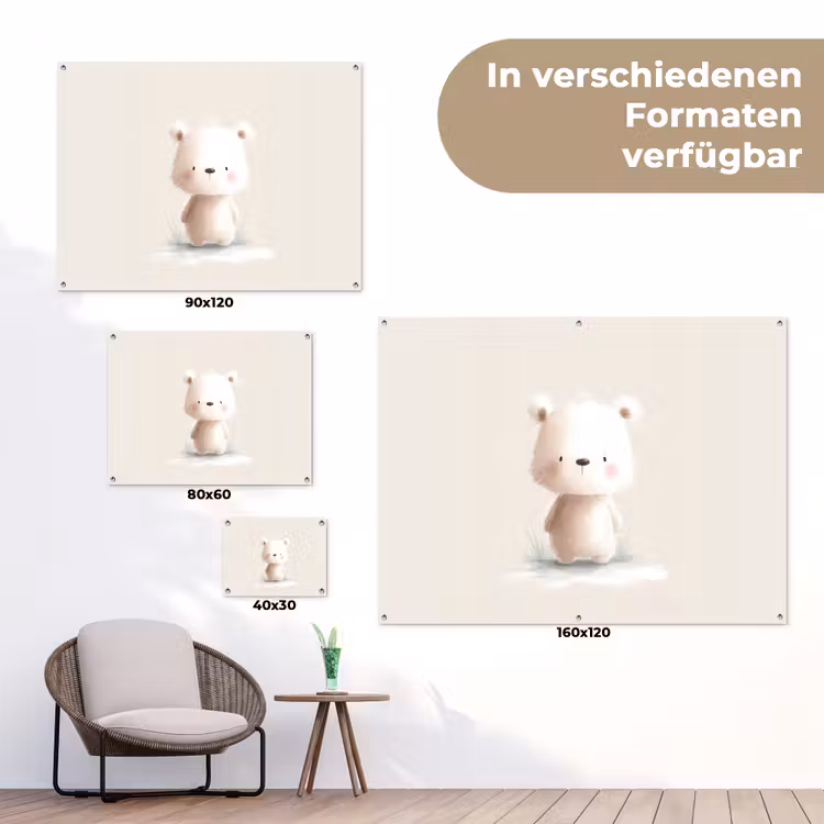 Beertje - Sneeuwvlokje - Wit - Pluizig tuinposter los doek klein -Xsfeer9_DE