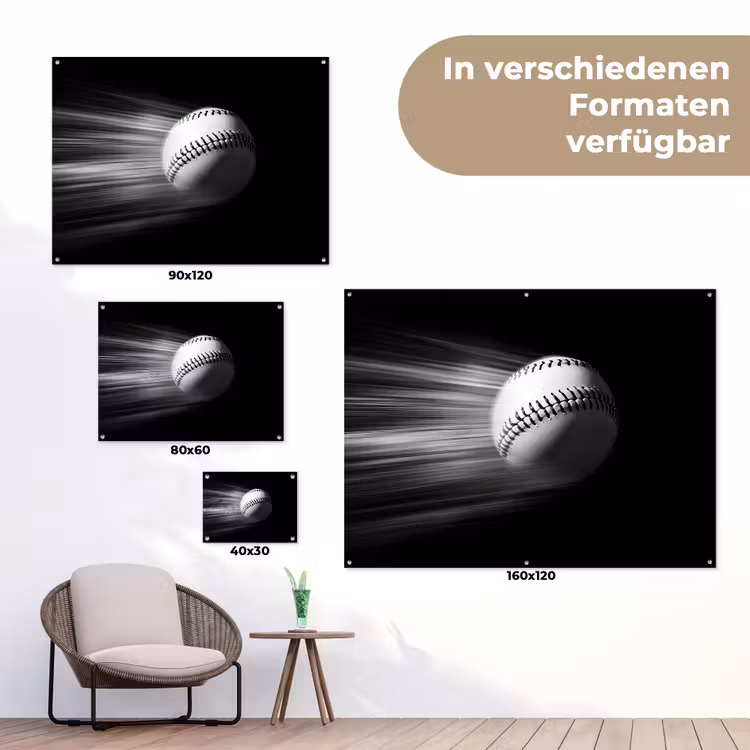 Honkbal - Wit - Vliegt tuinposter los doek klein -Xsfeer9_DE