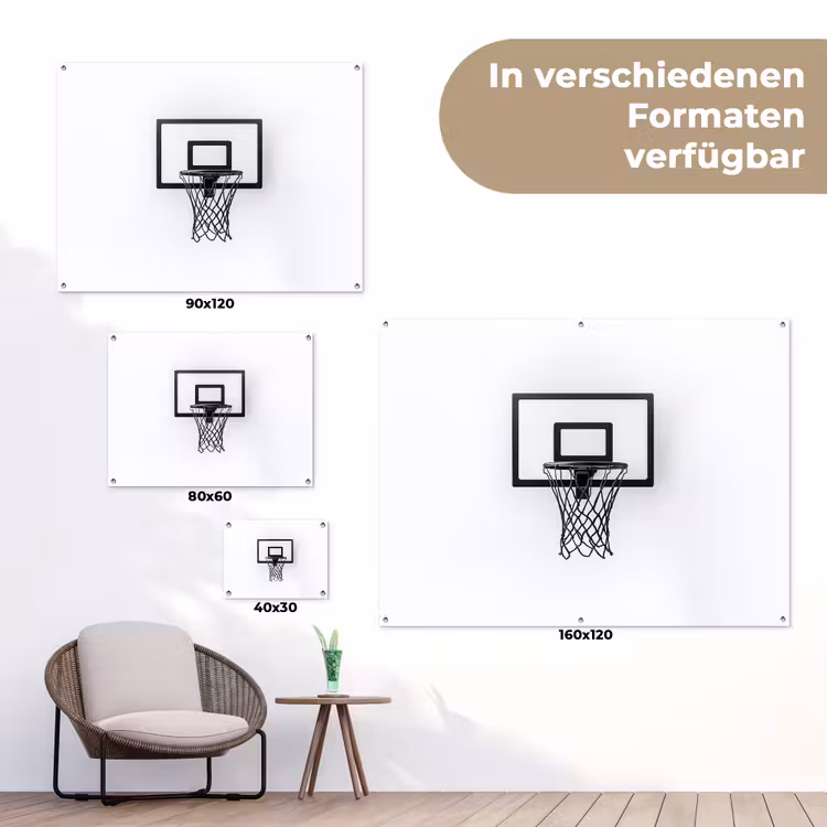 Basketbalbord - Minimalistisch - Zwart tuinposter los doek klein -Xsfeer9_DE