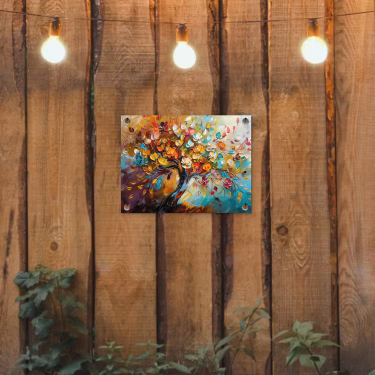 Boom - Abstract - Kleurrijk - Bloemen tuinposter los doek klein -sfeer1