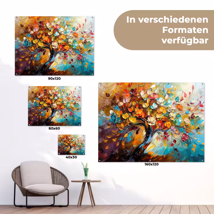 Boom - Abstract - Kleurrijk - Bloemen tuinposter los doek klein -Xsfeer9_DE