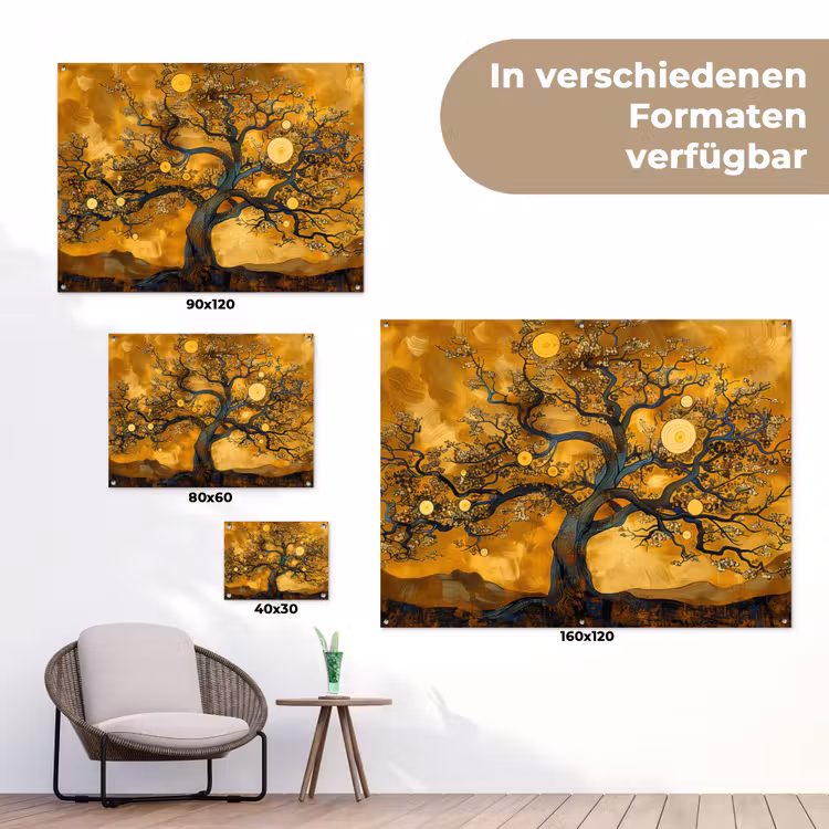 Boom - Levensboom - Abstract - Goud tuinposter los doek klein -Xsfeer9_DE