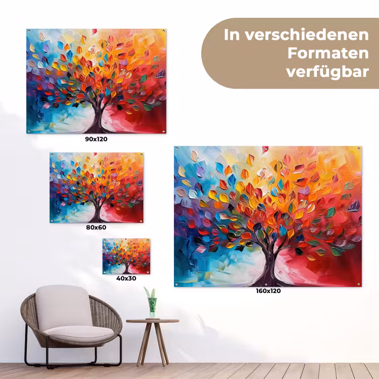 Boom - Levensboom - Kleurrijk - Abstract tuinposter los doek klein -Xsfeer9_DE