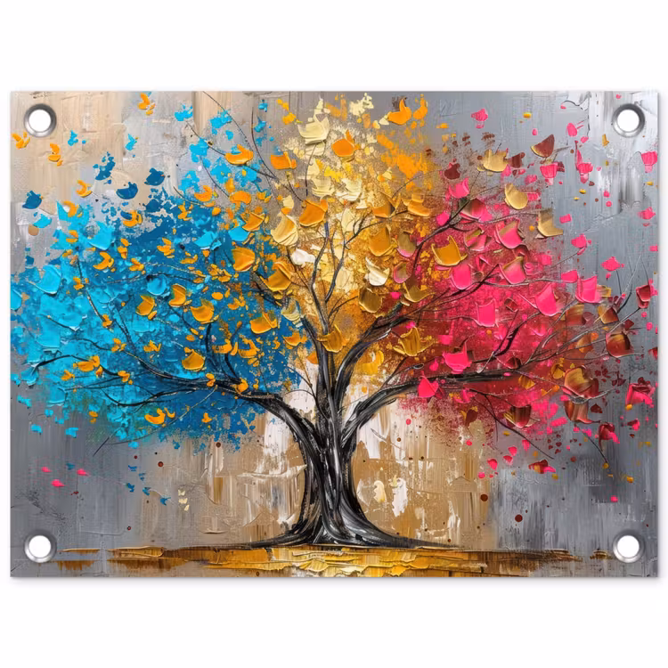 Boom - Kleurrijk - Grijs - Modern tuinposter los doek klein -3d