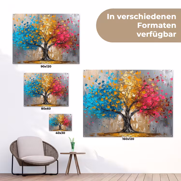 Boom - Kleurrijk - Grijs - Modern tuinposter los doek klein -Xsfeer9_DE