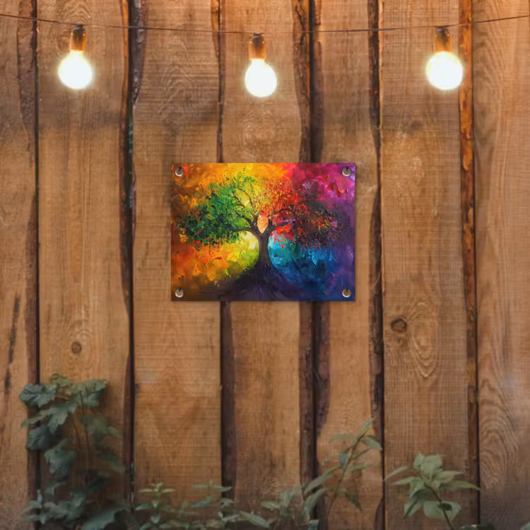 Boom - Kleurrijk - Modern - Abstract tuinposter los doek klein -sfeer1
