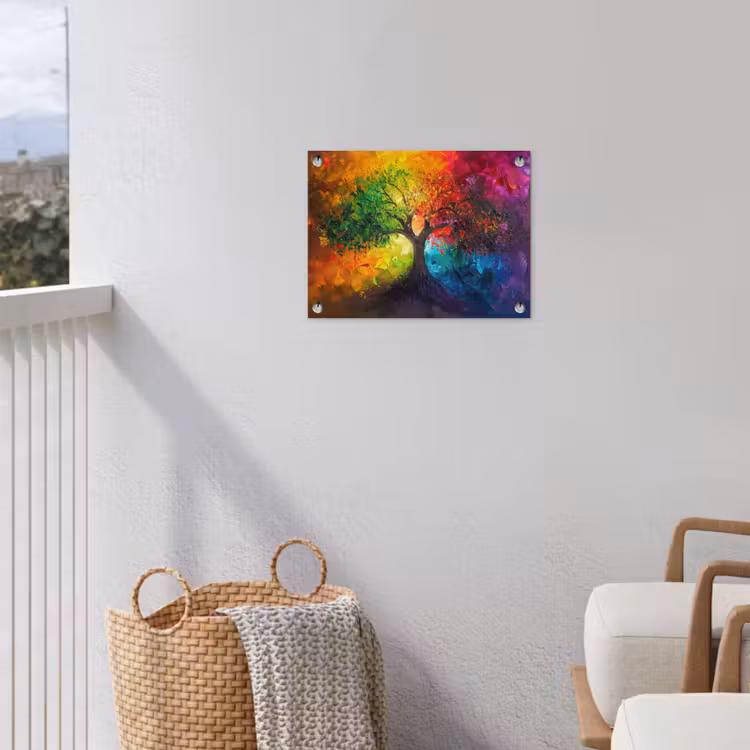 Boom - Kleurrijk - Modern - Abstract tuinposter los doek klein -sfeer8