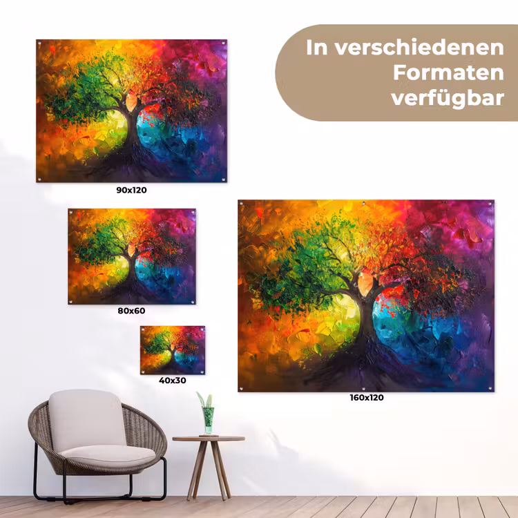 Boom - Kleurrijk - Modern - Abstract tuinposter los doek klein -Xsfeer9_DE
