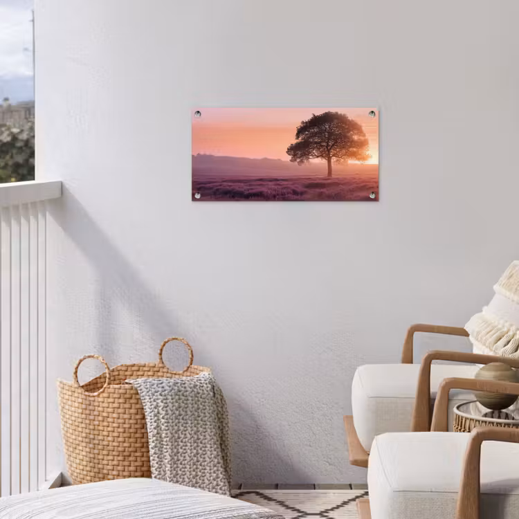 Boom - Heide - Zonsopgang tuinposter los doek klein -sfeer8