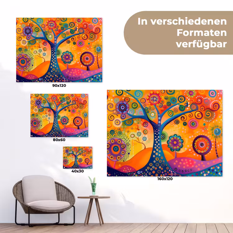 Boom - Levensboom - Abstract - Kleurrijk tuinposter los doek klein -Xsfeer9_DE
