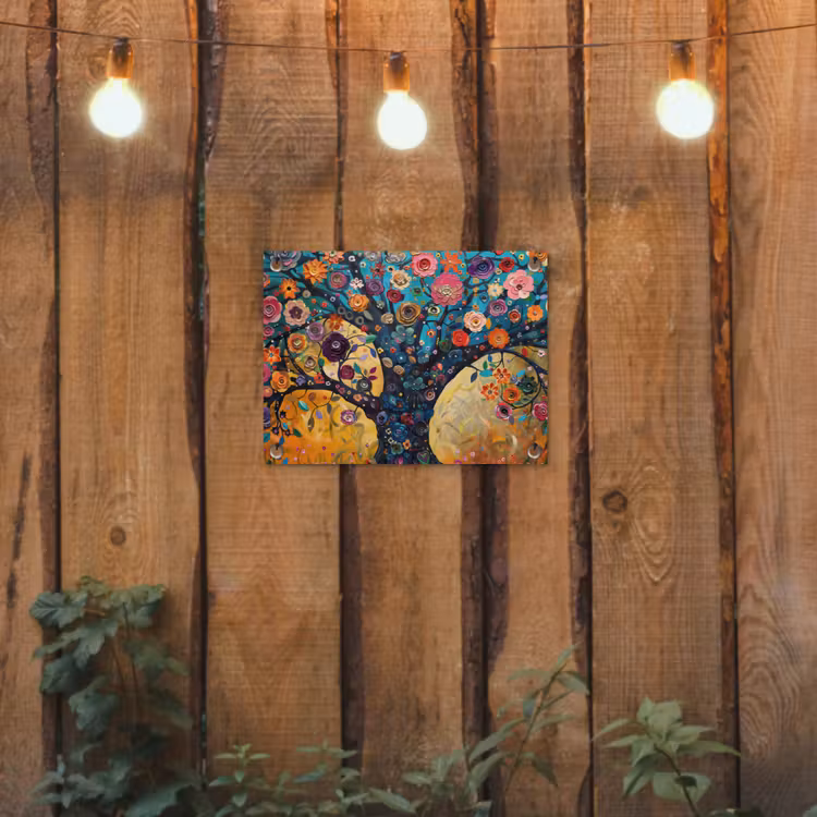 Boom - Levensboom - Kleurrijk - Bloemen - Modern tuinposter los doek klein -sfeer1