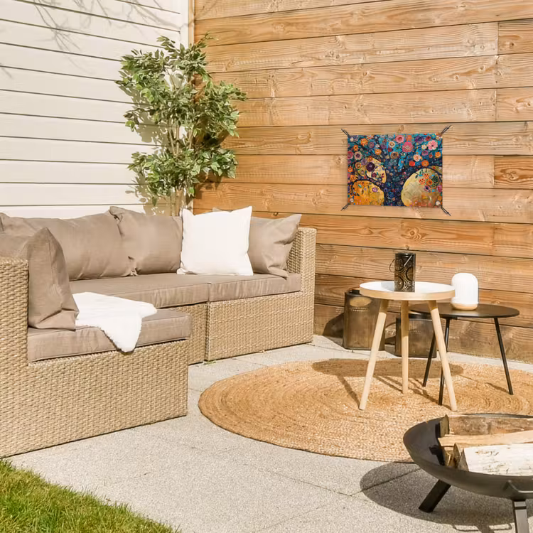 Boom - Levensboom - Kleurrijk - Bloemen - Modern tuinposter los doek klein -sfeer4