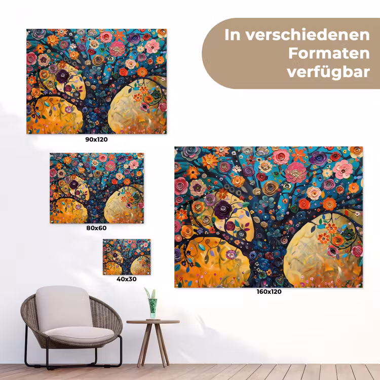 Boom - Levensboom - Kleurrijk - Bloemen - Modern tuinposter los doek klein -Xsfeer9_DE