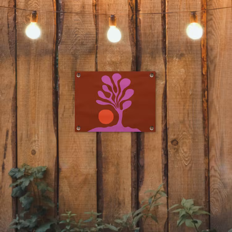 Boom - Paars - Cirkel - Vloeiend tuinposter los doek klein -sfeer1