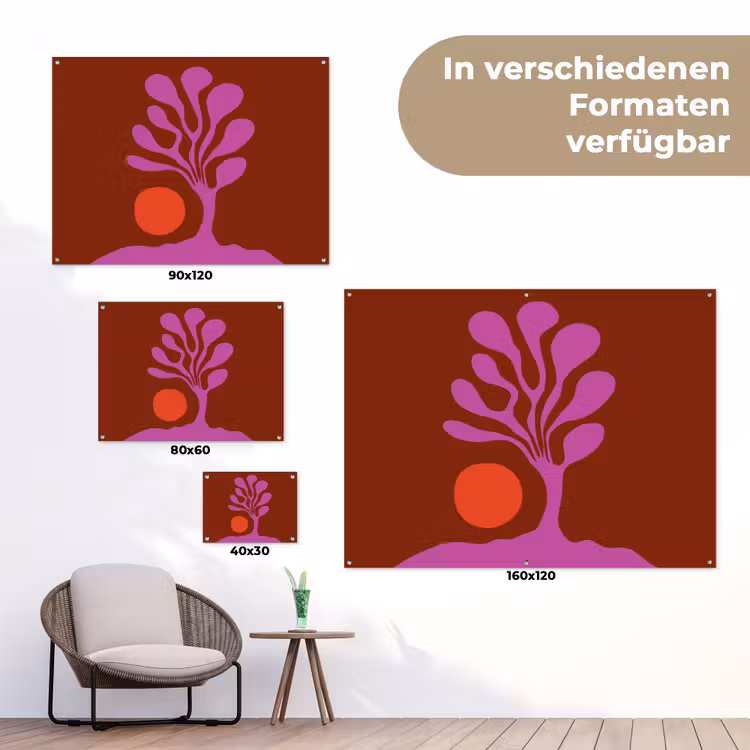 Boom - Paars - Cirkel - Vloeiend tuinposter los doek klein -Xsfeer9_DE