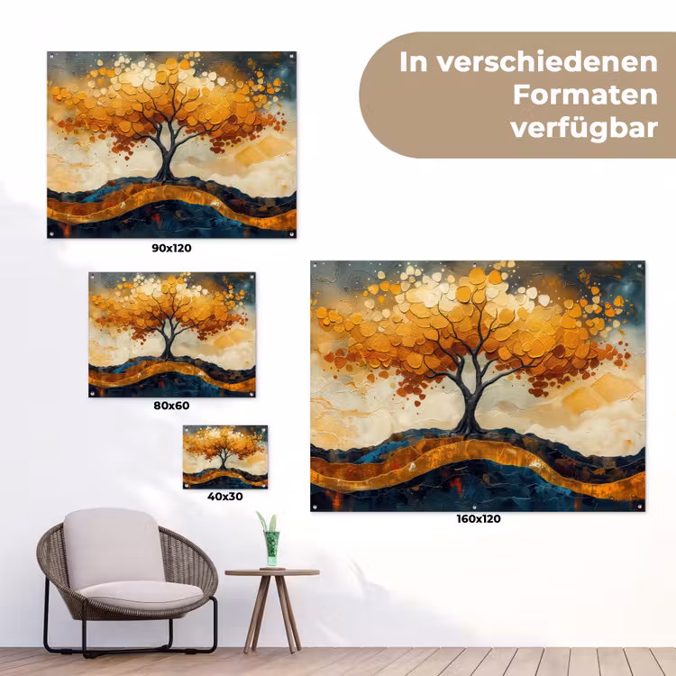 Boom - Natuur - Goud - Modern tuinposter los doek klein -Xsfeer9_DE