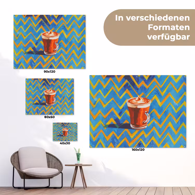 Mok - Koffie - Zigzag - Slagroom tuinposter los doek klein -Xsfeer9_DE