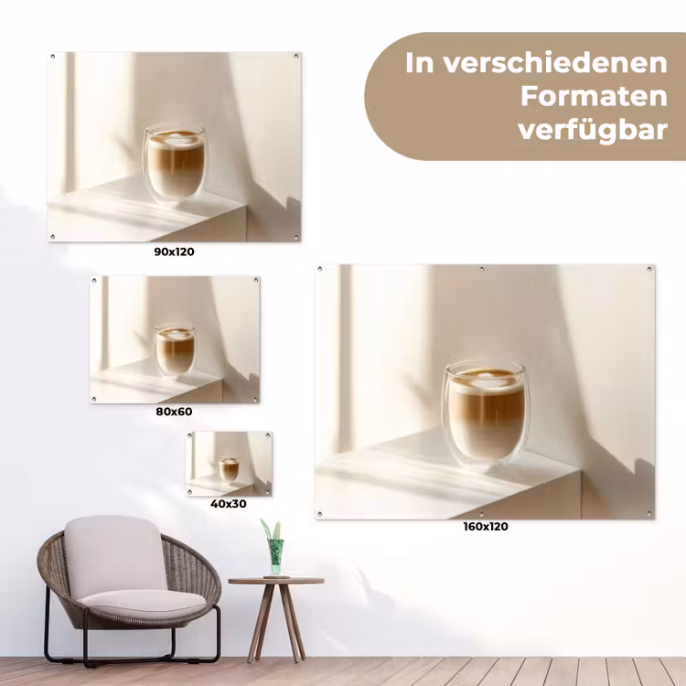 Mok - Latte - Minimalistisch - Schaduw tuinposter los doek klein -Xsfeer9_DE