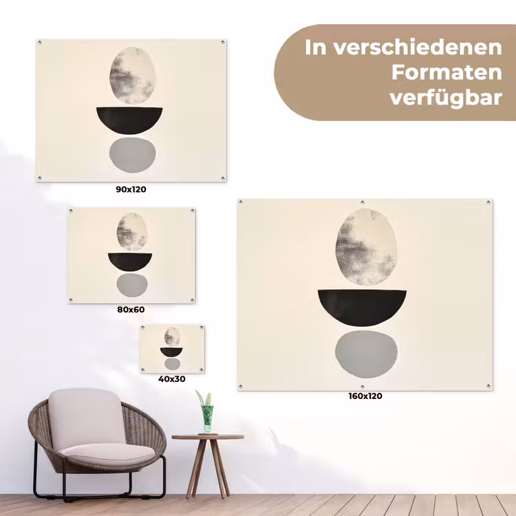 Beige - Japandi - Wabi sabi tuinposter los doek klein -Xsfeer9_DE