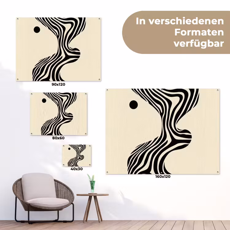 Beige - Lijnen - Golvend - Abstract tuinposter los doek klein -Xsfeer9_DE