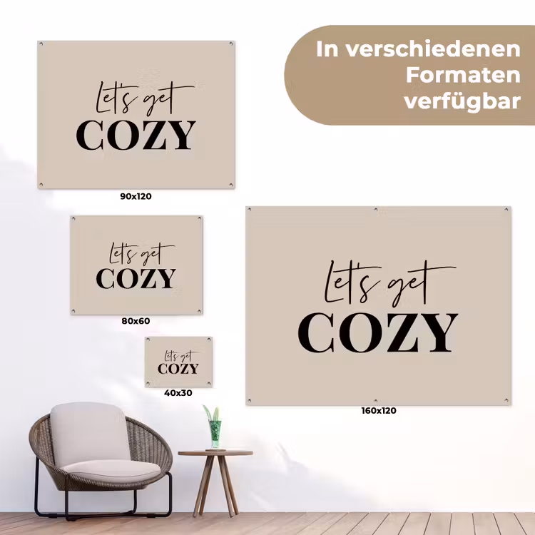 Beige - Winter - Quote - Cozy tuinposter los doek klein -Xsfeer9_DE