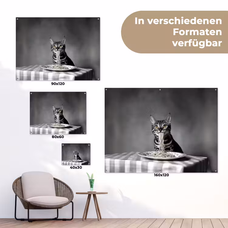 Bengaal - Kat - Tafelkleed - Zwart - Wit - Dier tuinposter los doek klein -Xsfeer9_DE