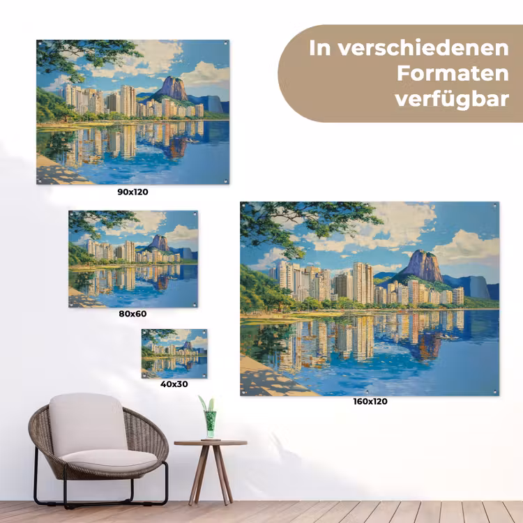Berg - Skyline - Strand - Water tuinposter los doek klein -Xsfeer9_DE