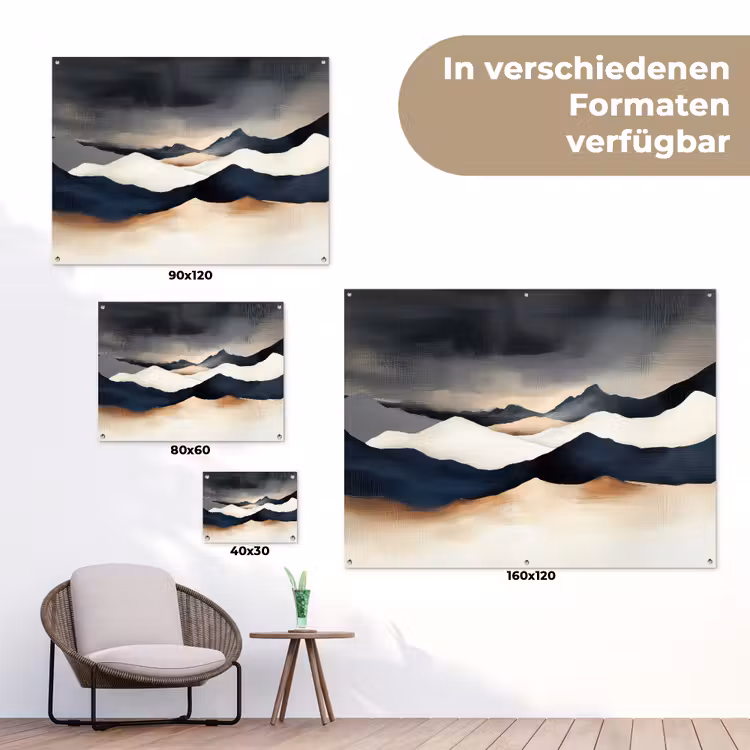Bergen - Donkerblauw - Landschap tuinposter los doek klein -Xsfeer9_DE