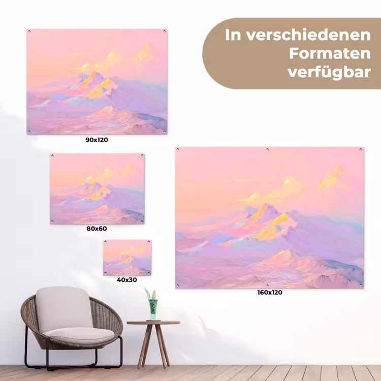 Bergtoppen - Wolken - Dromerig tuinposter los doek klein -Xsfeer9_DE