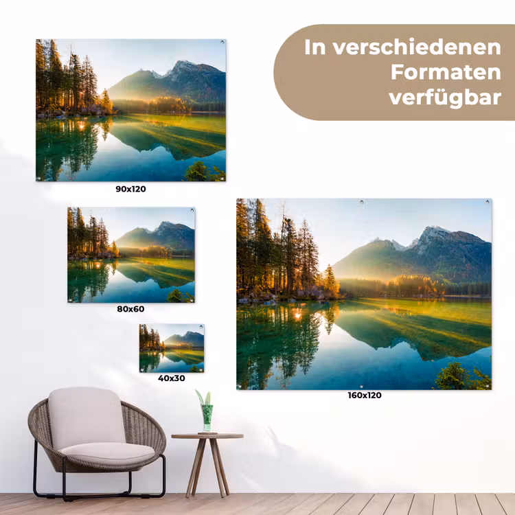 Bergmeer in de Ochtendzon tuinposter los doek klein -Xsfeer9_DE