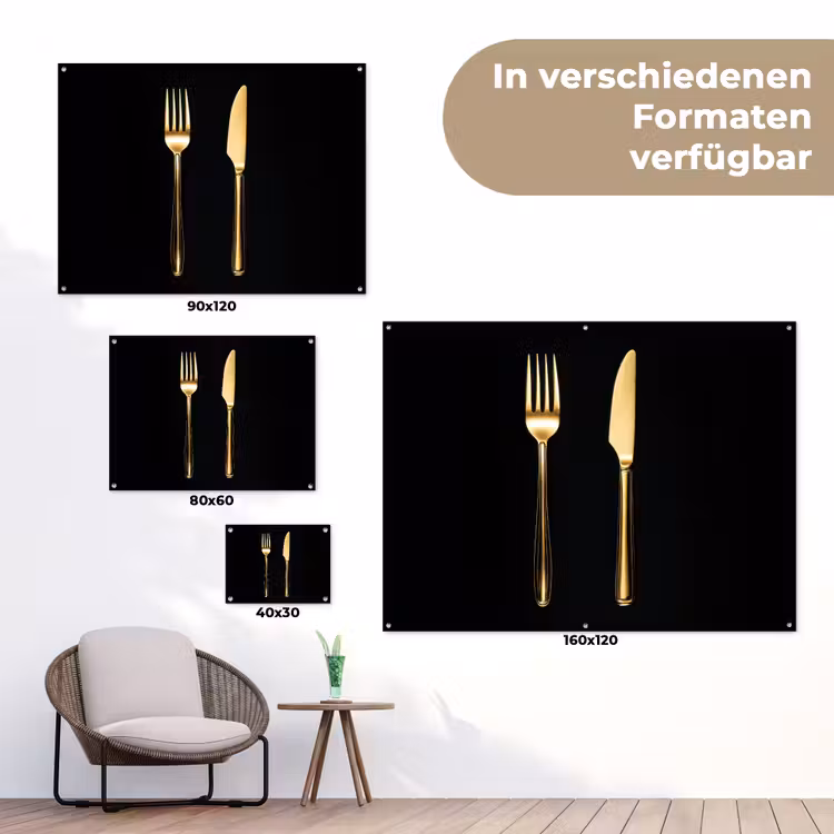 Bestek - Goud - Mes - Vork tuinposter los doek klein -Xsfeer9_DE