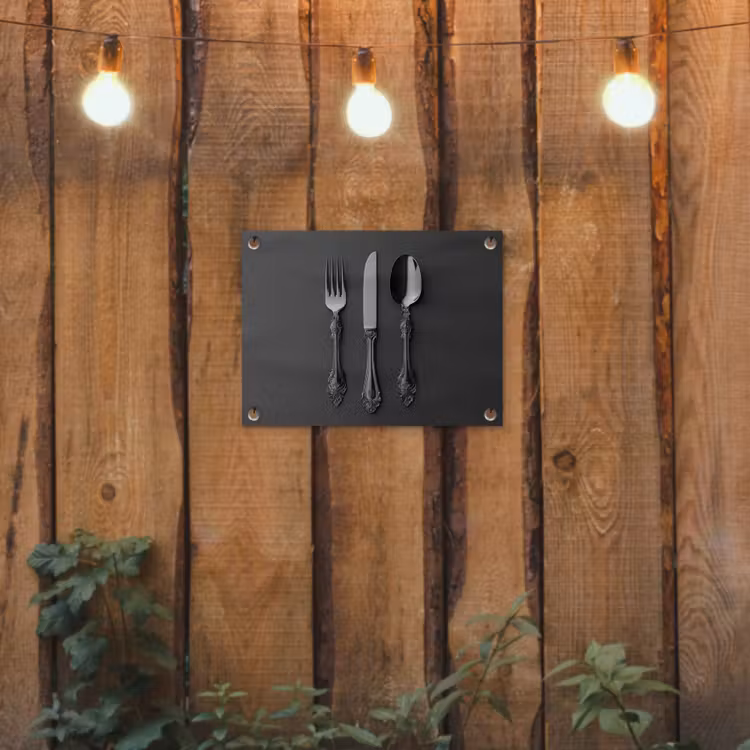 Bestek - Zwart tuinposter los doek klein -sfeer1