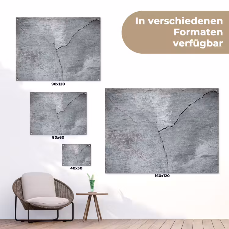 Beton - Grijs - Scheur tuinposter los doek klein -Xsfeer9_DE