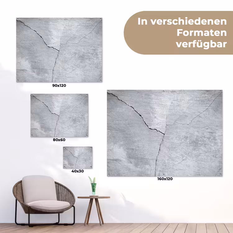 Beton - Scheur - Grijs tuinposter los doek klein -Xsfeer9_DE